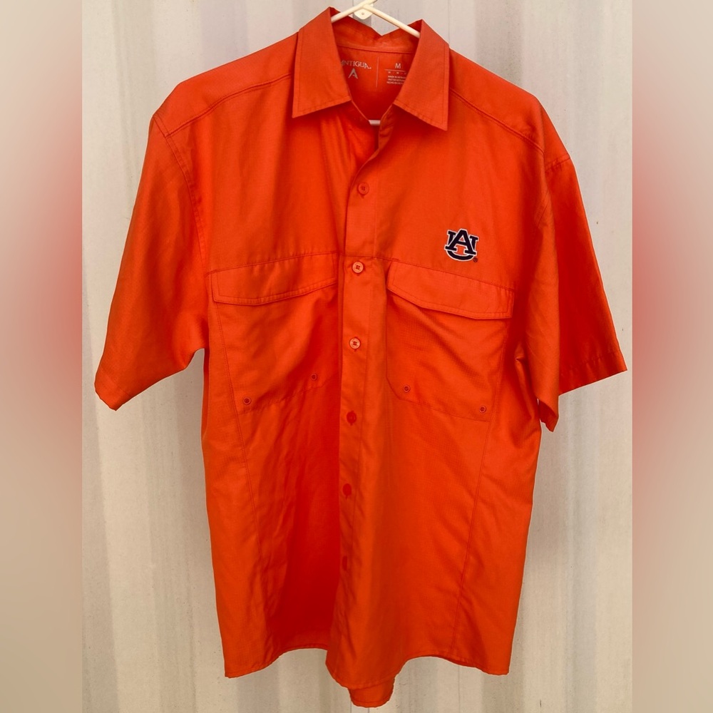Bright orange Auburn fishing shirt